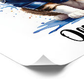 Personaliseer Cat in Politie Uniform Waterverf Kun Foto Afdruk (Hoek)