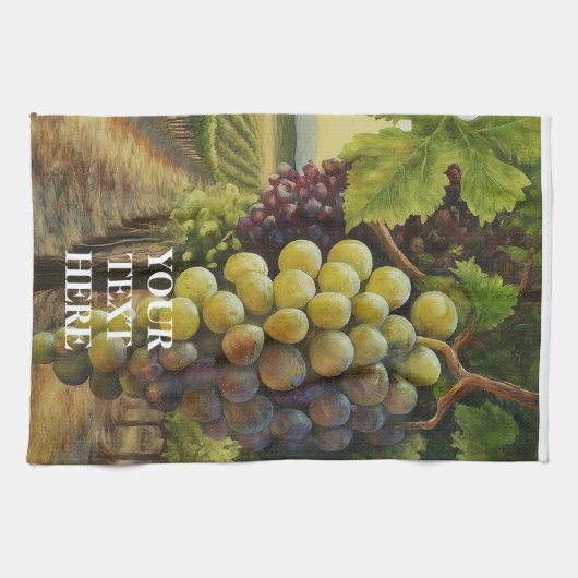 Personaliseer Change Words Fresh Grapes Fun Vineya Theedoek (Horizontaal)