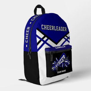 Personaliseer Cheerleader Blauw, Zwart, Wit Bedrukte Rugzak
