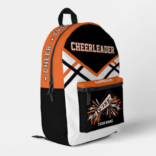 Personaliseer Cheerleader Oranje, Zwart, Wit Bedrukte Rugzak