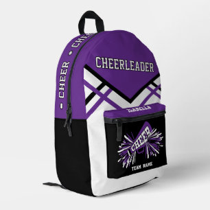 Personaliseer Cheerleader Paars, Zwart, Wit Bedrukte Rugzak