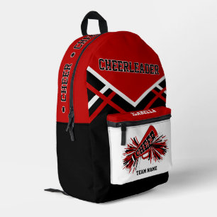 Personaliseer Cheerleader Rood, Wit, Zwart Bedrukte Rugzak