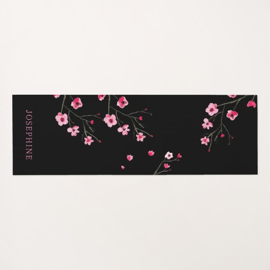 Personaliseer Cherry Blossom Sakura waterverf zwar Yogamat (Achterkant (horizontaal))
