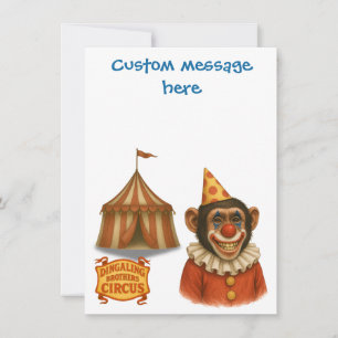 Personaliseer: Chester de chimpansee clown Bedankkaart