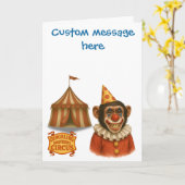 Personaliseer: Chester de chimpansee clown Kaart (Gele Bloem)