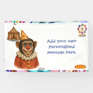 Personaliseer: Chester de chimpansee clown Spandoek