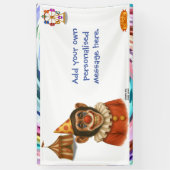 Personaliseer: Chester de chimpansee clown Spandoek (Verticaal)