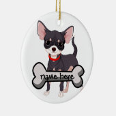 Personaliseer Chihuahua met naam op bot Keramisch Ornament (Rechts)