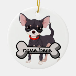 Personaliseer Chihuahua met naam op bot Keramisch Ornament