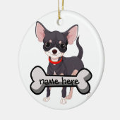 Personaliseer Chihuahua met naam op bot Keramisch Ornament (Links)