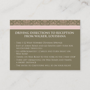 :personaliseer: Chocolade/Roze Damask 3,5 x 2,5-in Informatiekaartje