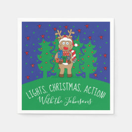 Personaliseer Christmas Cocktail servetten Reindee