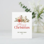 Personaliseer Christmas Gold Floral Vrolijk Kerstf Briefkaart (Staand voorkant)