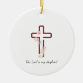 Personaliseer Christmas Holly Cross Keramisch Ornament (Voorkant)
