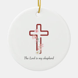 Personaliseer Christmas Holly Cross Keramisch Ornament