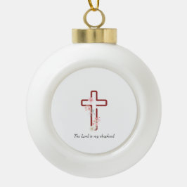 Personaliseer Christmas Holly Cross Keramische Bal Ornament