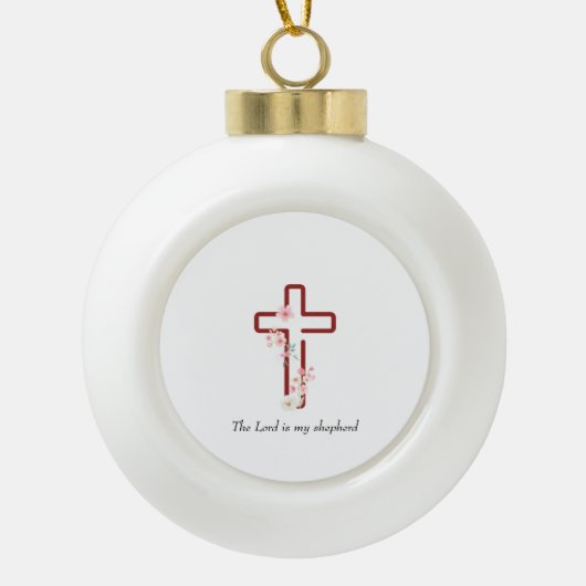 Personaliseer Christmas Holly Cross Keramische Bal Ornament (Voorkant)