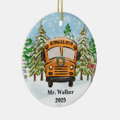 Personaliseer Christmas School Bus Driver Gift Keramisch Ornament (Rechts)