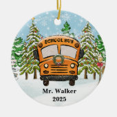 Personaliseer Christmas School Bus Driver Gift Keramisch Ornament (Voorkant)