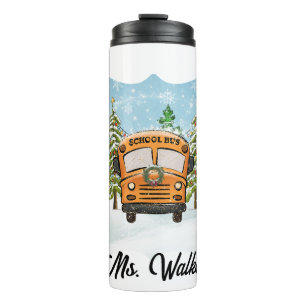 Personaliseer Christmas School Bus Drivers Gift Thermosbeker