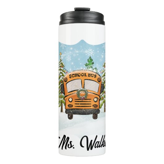 Personaliseer Christmas School Bus Drivers Gift Thermosbeker (Voorkant)