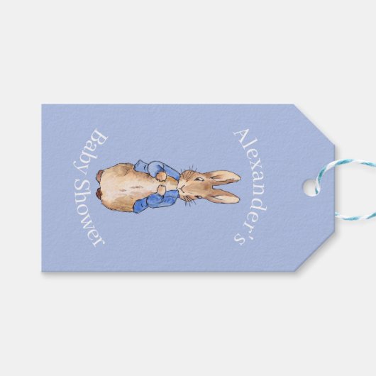 Personaliseer Classic konijn Baby Shower Cadeaulabel (Voorkant (Horizontaal))