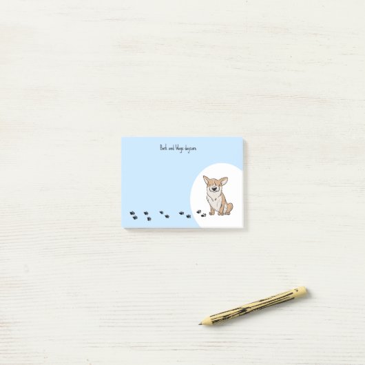Personaliseer Corgi Post-it® Notes (Op bureau)
