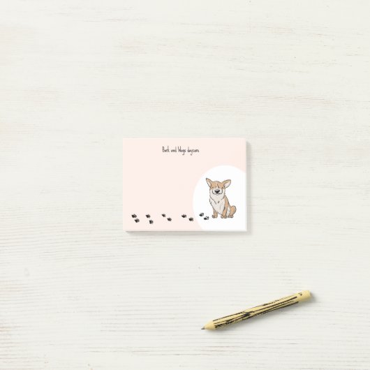 Personaliseer Corgi Post-it® Notes (Op bureau)