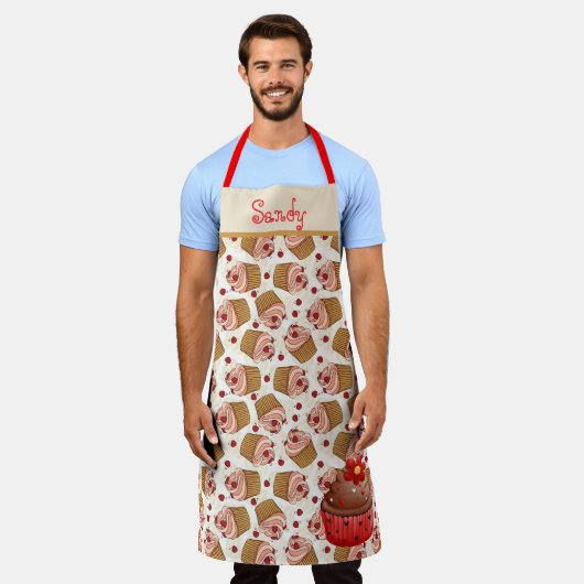 Personaliseer cupcakes all-over print Schort (Gedragen)