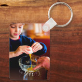 Personaliseer Custom 2 Foto Dubbelzijdig Aluminium Sleutelhanger (Achterkant)