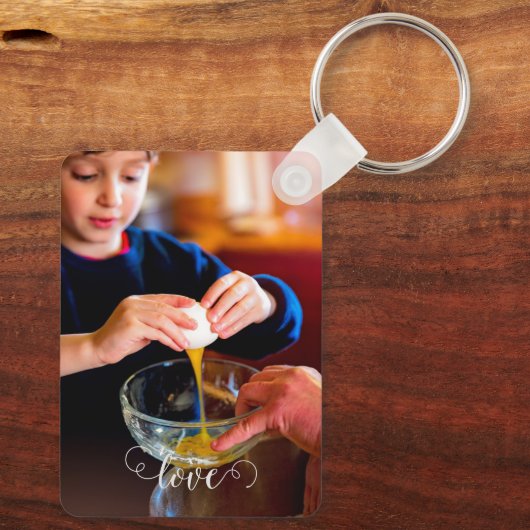 Personaliseer Custom 2 Foto Dubbelzijdig Aluminium Sleutelhanger (Achterkant)