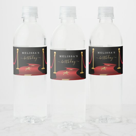 Personaliseer Custom Red Carpet Party Favor Waterfles Etiket (Flessen)