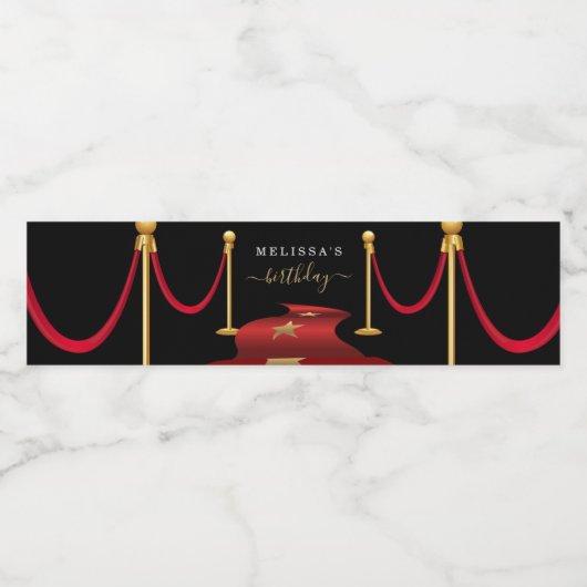 Personaliseer Custom Red Carpet Party Favor Waterfles Etiket (Enkel label)