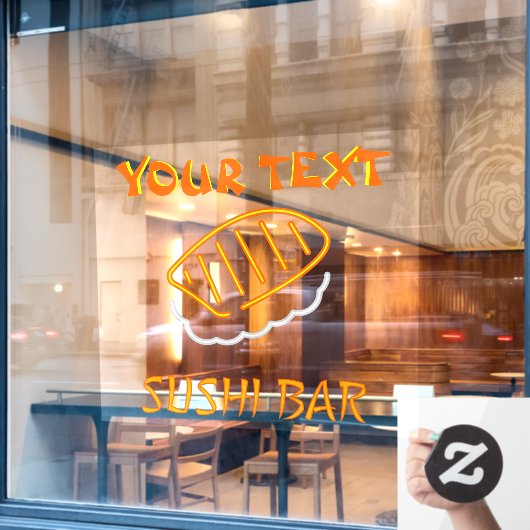 Personaliseer Customize Sushi Bar Nep Neon Raamsticker (Cafe Raam)