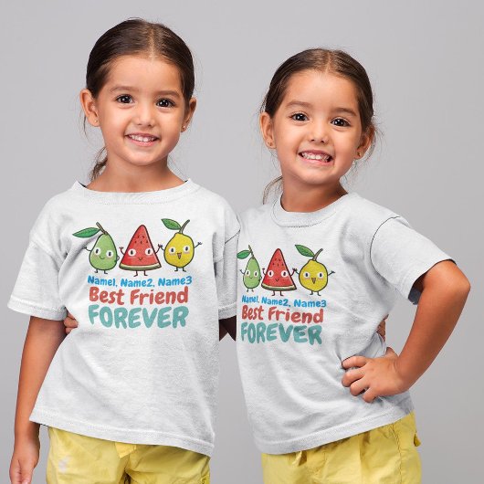Personaliseer Cute Fruits BFF Girl's T-Shirt
