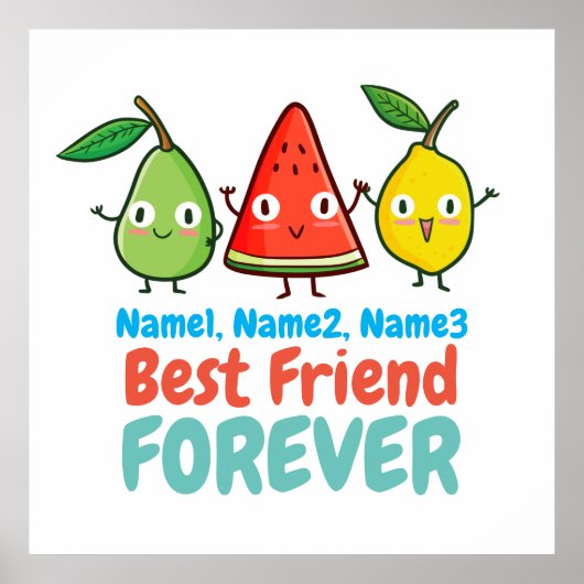 Personaliseer Cute Fruits BFF Poster (Voorkant)