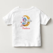 Personaliseer Cute Girly Unicorn Moon Clouds Pink Kinder Shirts (Achterkant)