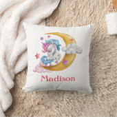 Personaliseer Cute Girly Unicorn Moon Clouds Pink Kussen (Deken)