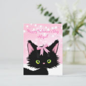 Personaliseer Cute Kitten Roze Valentijnsdag Feestdagenkaart (Staand voorkant)
