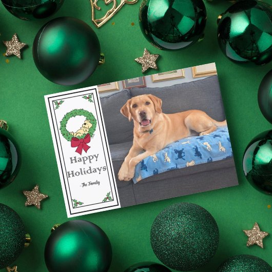 Personaliseer Cute Lab Puppy Foto Plat Kerstkaart