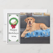 Personaliseer Cute Lab Puppy Foto Plat Kerstkaart (Voorkant)