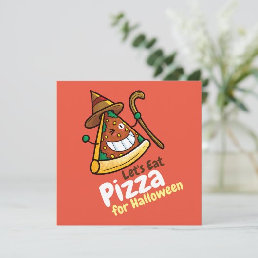 Personaliseer Cute Let's Eat Pizza Invitation (Staand voorkant)
