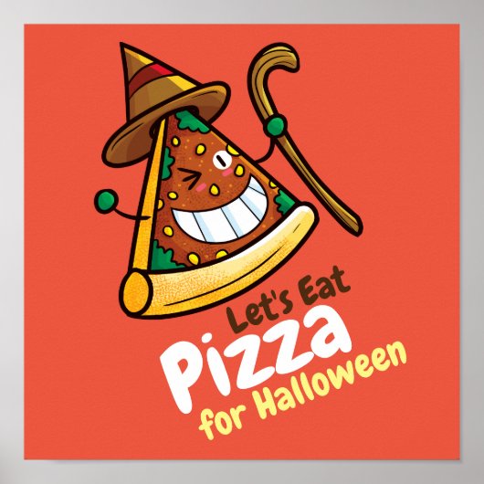 Personaliseer Cute Let's Eat Pizza Poster (Voorkant)