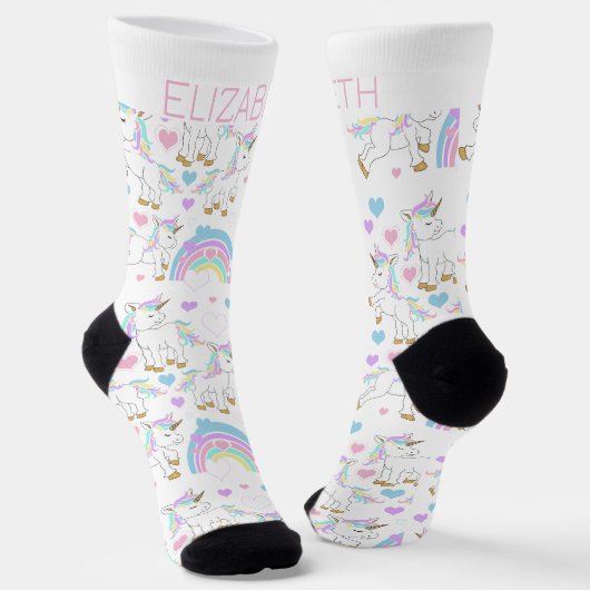 Personaliseer Cute Magical Unicorn Sokken (Gebogen)