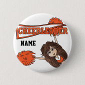 Personaliseer Cute Oranje Cheerleader Girl Ronde Button 5,7 Cm (Voorkant)