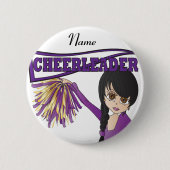 Personaliseer Cute Paarse Cheerleader Girl Ronde Button 5,7 Cm (Voorkant)
