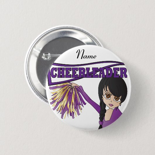 Personaliseer Cute Paarse Cheerleader Girl Ronde Button 5,7 Cm (Voorkant /achterkant)