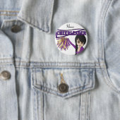 Personaliseer Cute Paarse Cheerleader Girl Ronde Button 5,7 Cm (In situ)