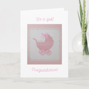 Personaliseer Cute roze baby stroller Kaart