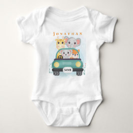 Personaliseer Cute Safari Animals op reis Romper